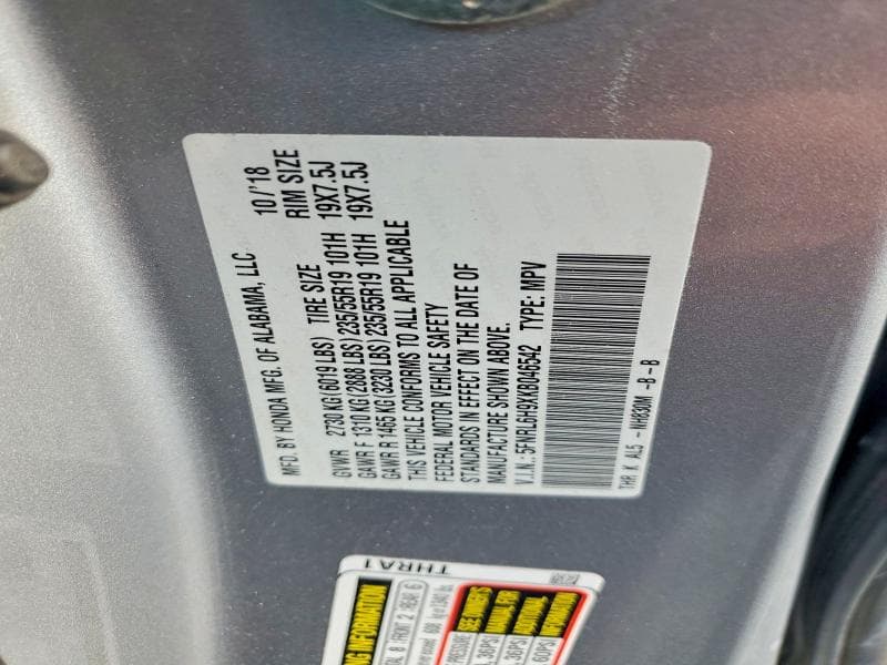 2019 HONDA ODYSSEY ELITE 13