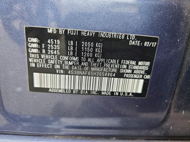 2017 SUBARU LEGACY 2.5I PREMIUM 13