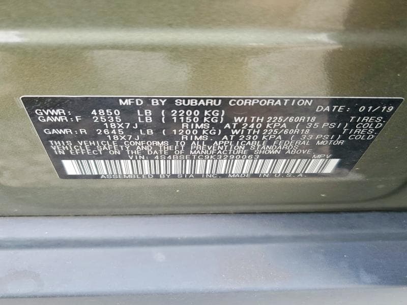 2019 SUBARU OUTBACK TOURING 14