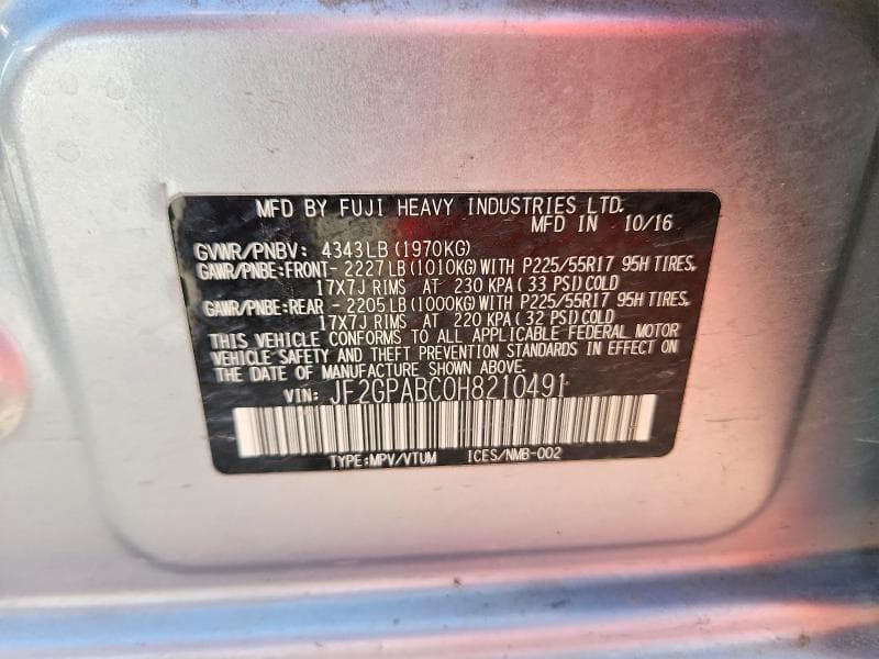 2017 SUBARU CROSSTREK PREMIUM 12