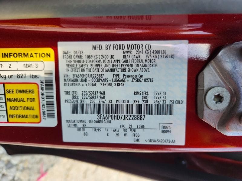 2018 FORD FUSION SE 13