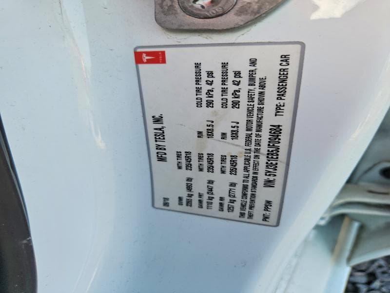 2018 TESLA MODEL 3 12
