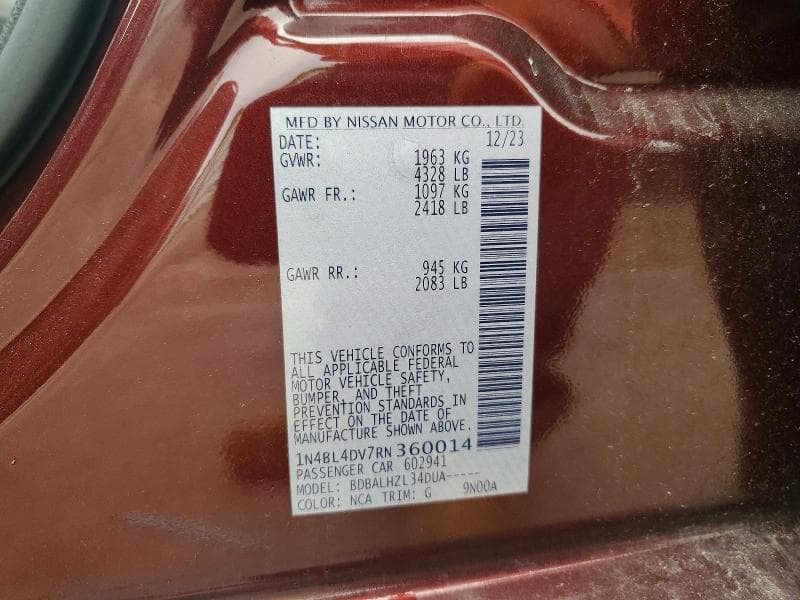 2024 NISSAN ALTIMA SV 12