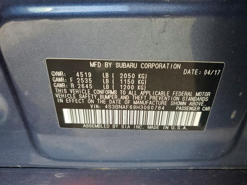 2017 SUBARU LEGACY 2.5I PREMIUM 12