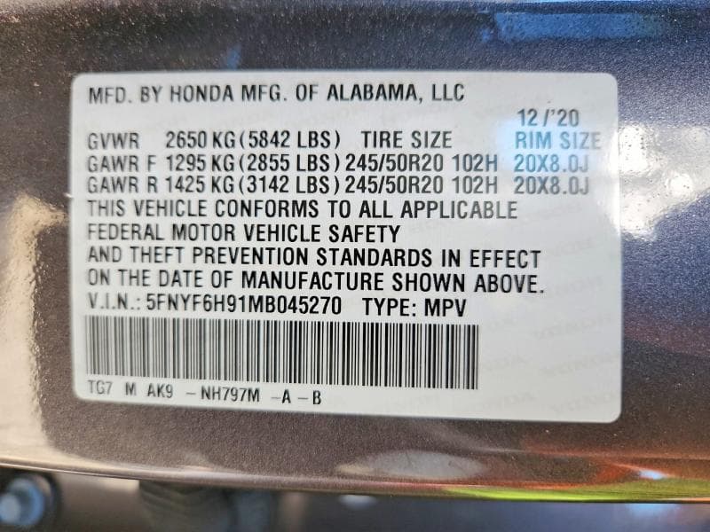2021 HONDA PILOT TOURING 13