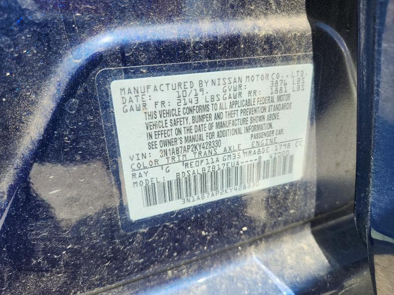 2019 NISSAN SENTRA S 13