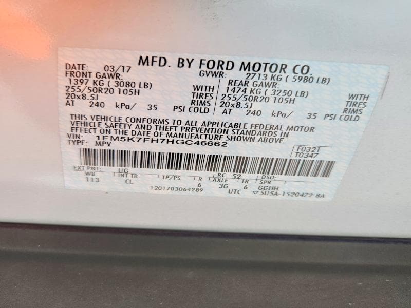 2017 FORD EXPLORER LIMITED 14