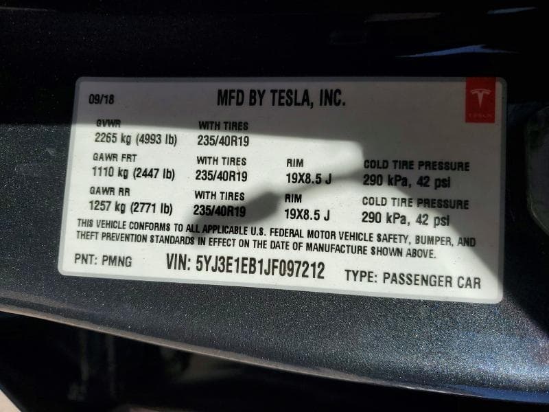 2018 TESLA MODEL 3 12