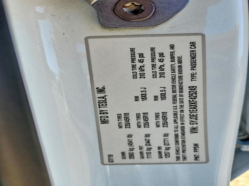 2019 TESLA MODEL 3 12