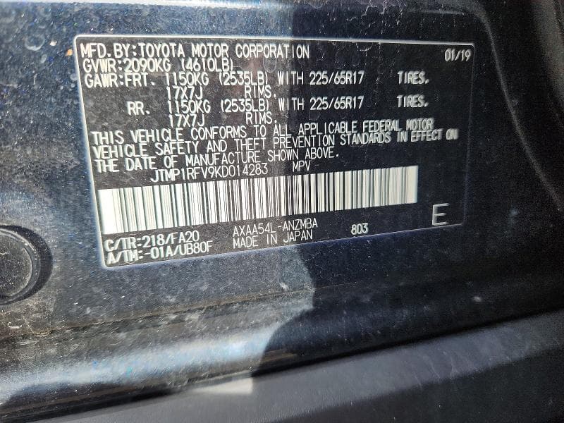 2019 TOYOTA RAV4 XLE 13