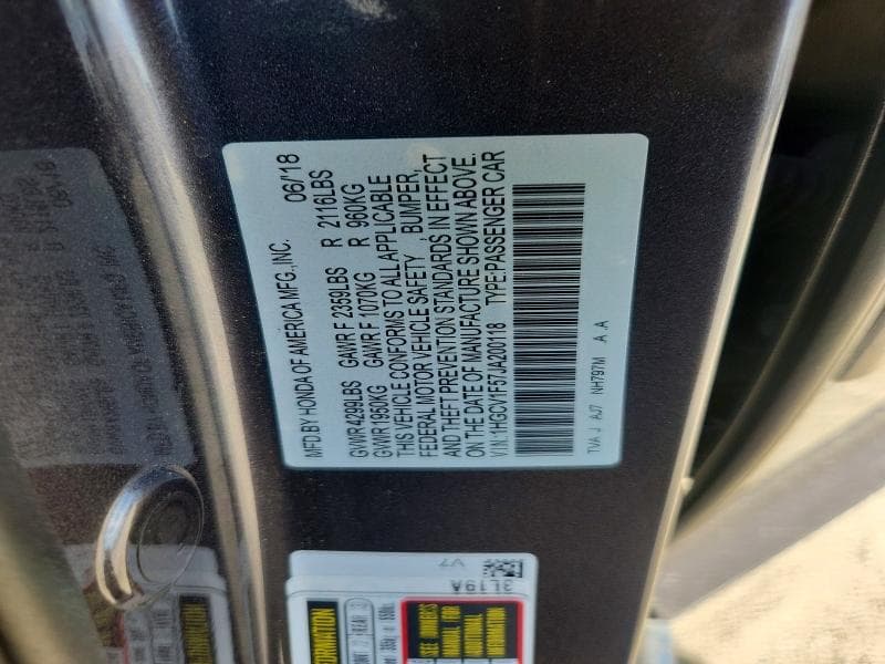 2018 HONDA ACCORD EXL 12