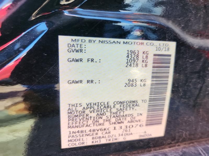 2019 NISSAN ALTIMA S 12