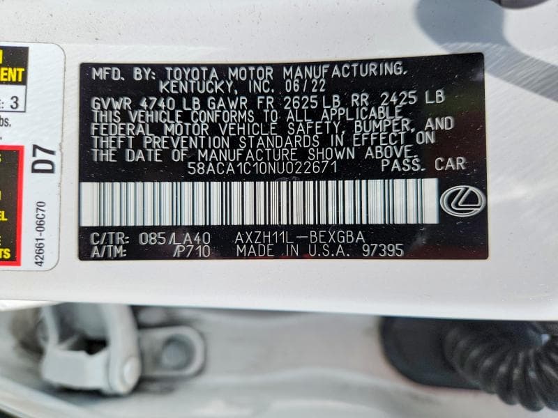 2022 LEXUS ES 300H BASE 13