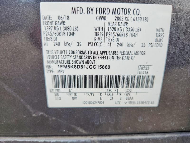 2018 FORD EXPLORER XLT 14