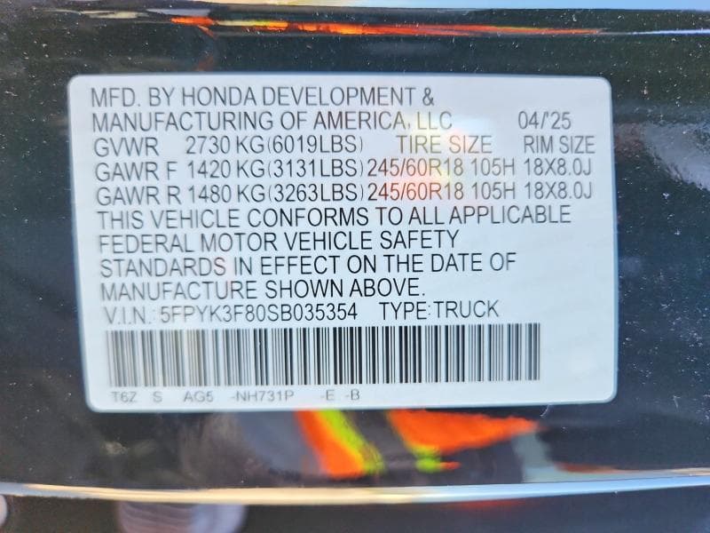 2025 HONDA RIDGELINE BLACK EDITION 12