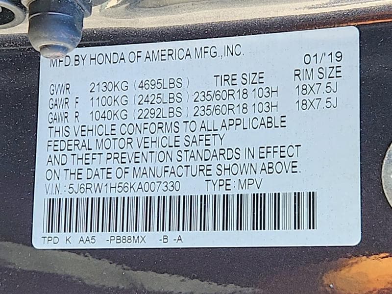 2019 HONDA CR-V EX 14