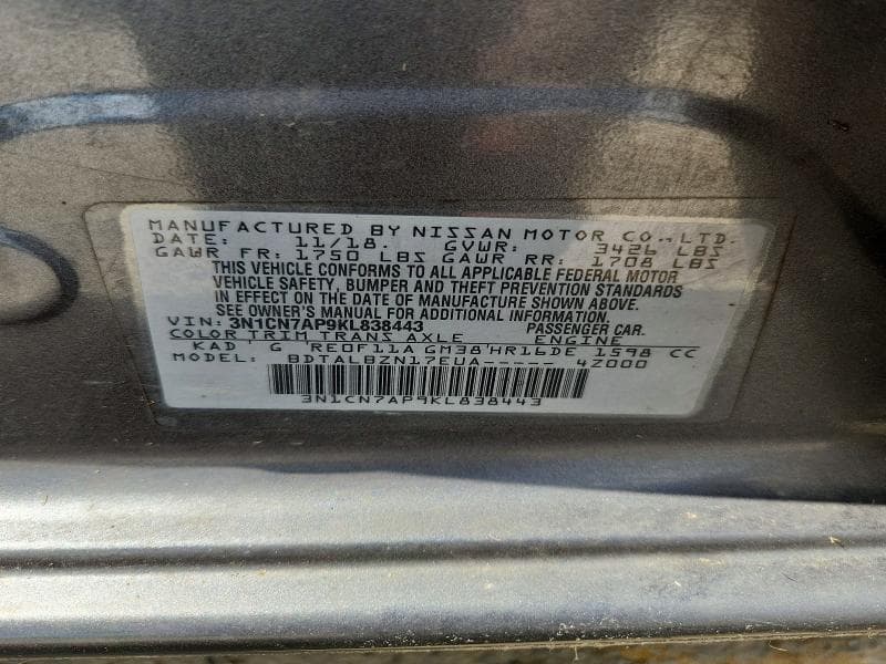2019 NISSAN VERSA SV 12