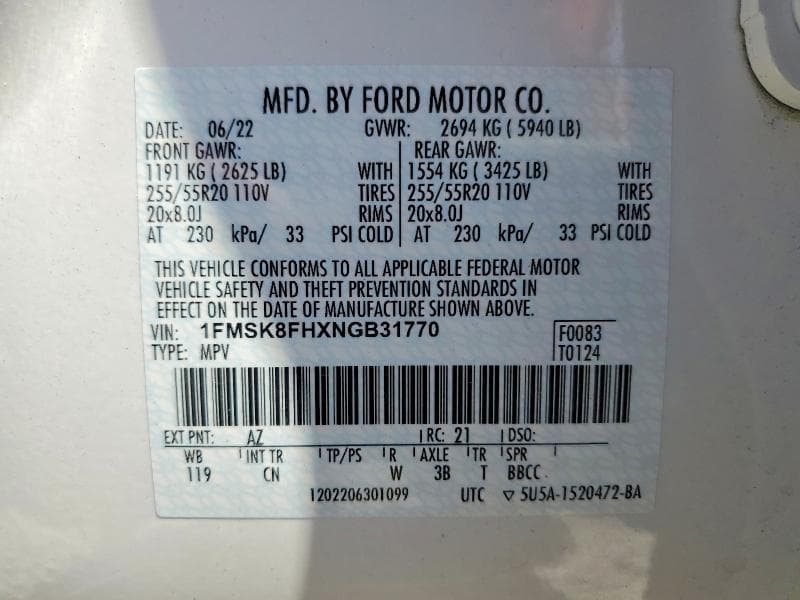 2022 FORD EXPLORER LIMITED 14