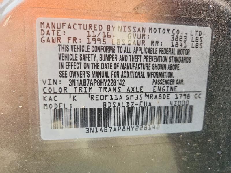 2017 NISSAN SENTRA SV 12