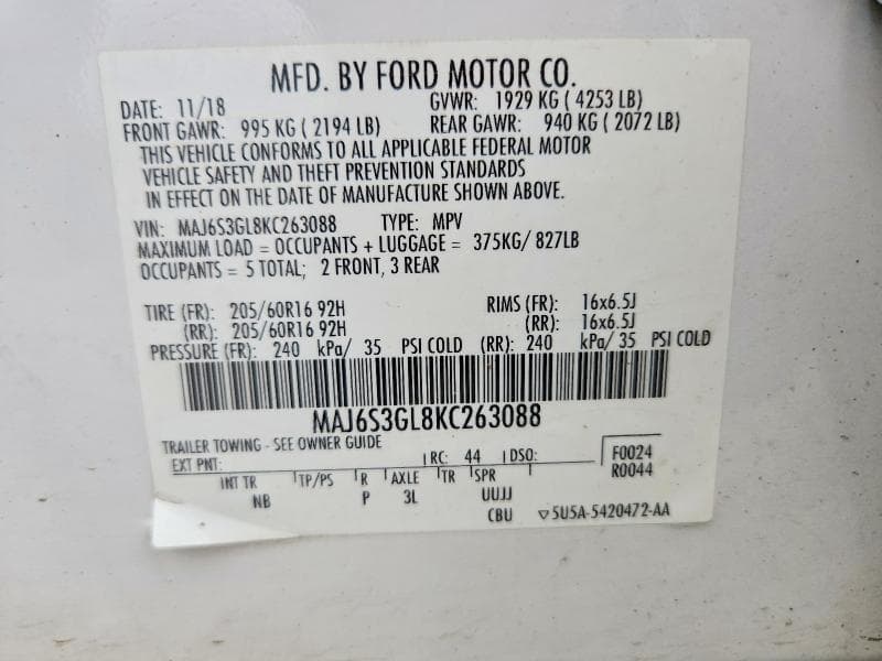 2019 FORD ECOSPORT SE 12