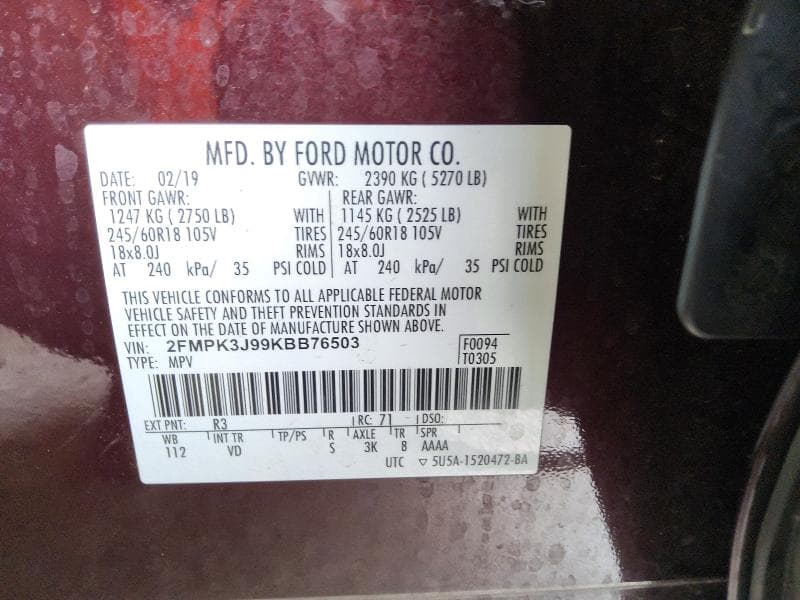 2019 FORD EDGE SEL 13