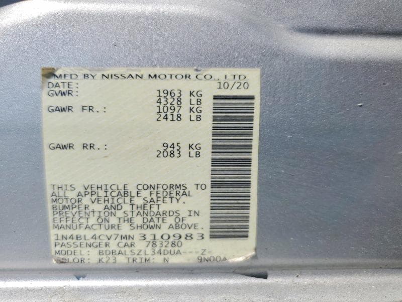 2021 NISSAN ALTIMA SR 12