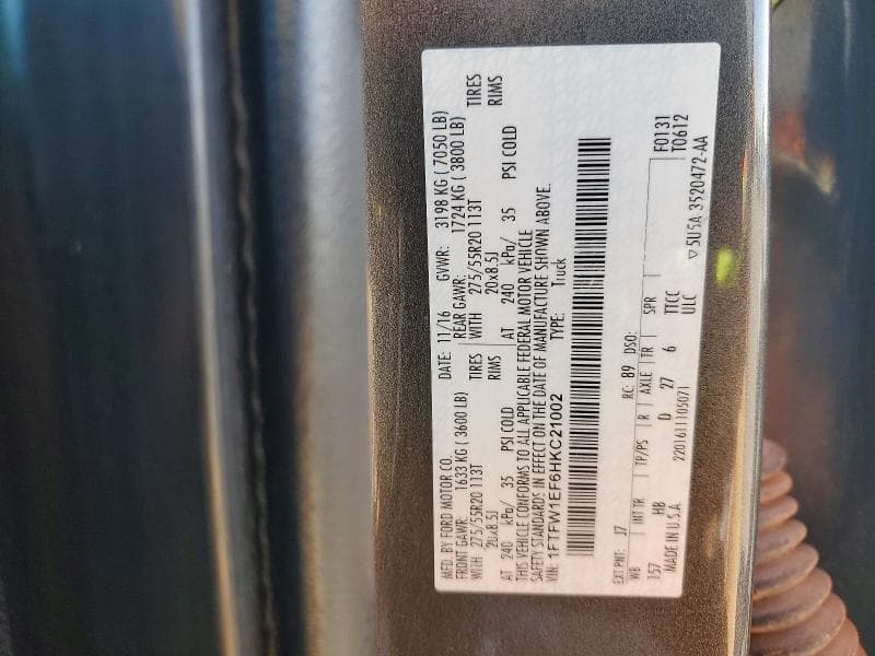 2017 FORD F150 SUPERCREW 12