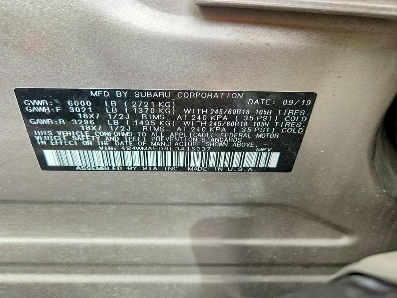 2020 SUBARU ASCENT PREMIUM 13