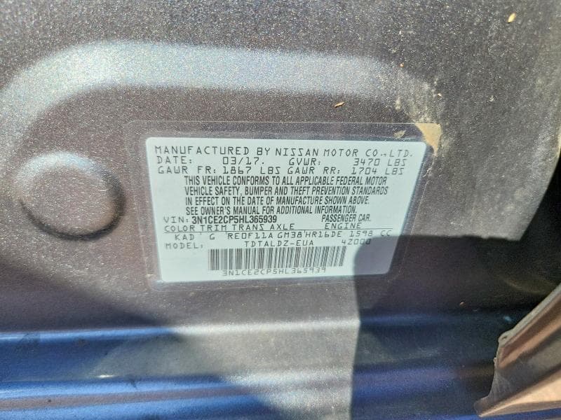 2017 NISSAN VERSA NOTE SV 12