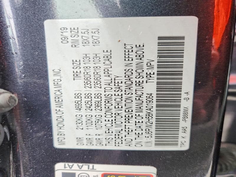 2019 HONDA CR-V EX 14