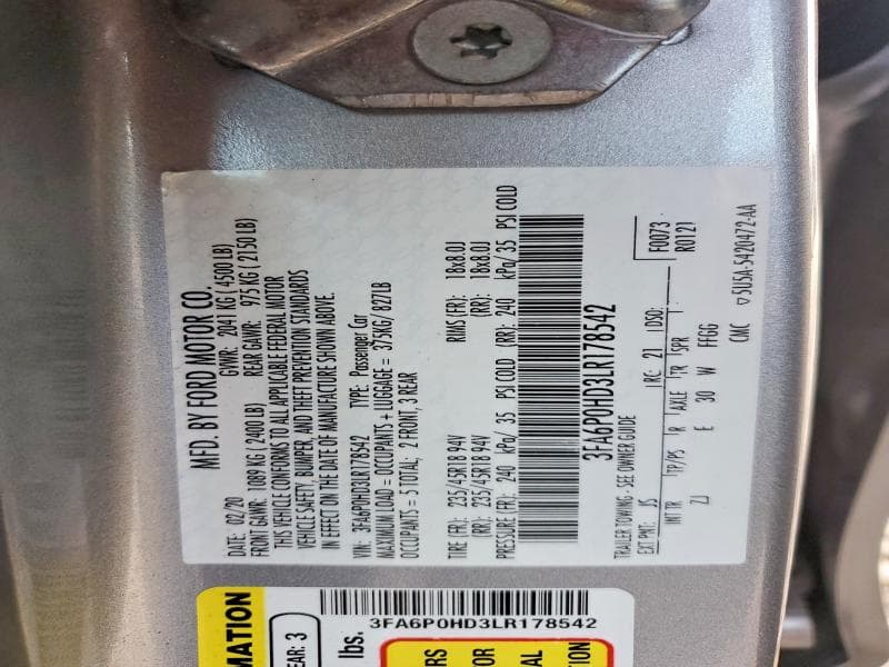 2020 FORD FUSION SE 13