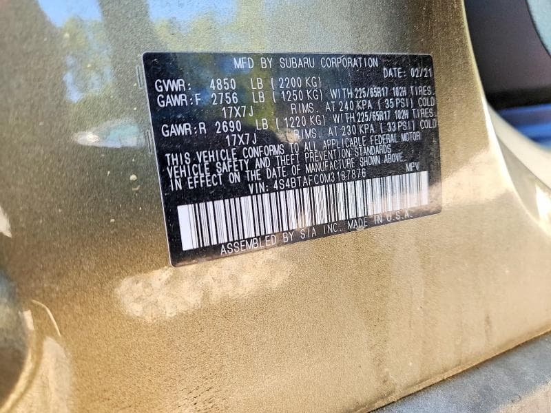 2021 SUBARU OUTBACK PREMIUM 14