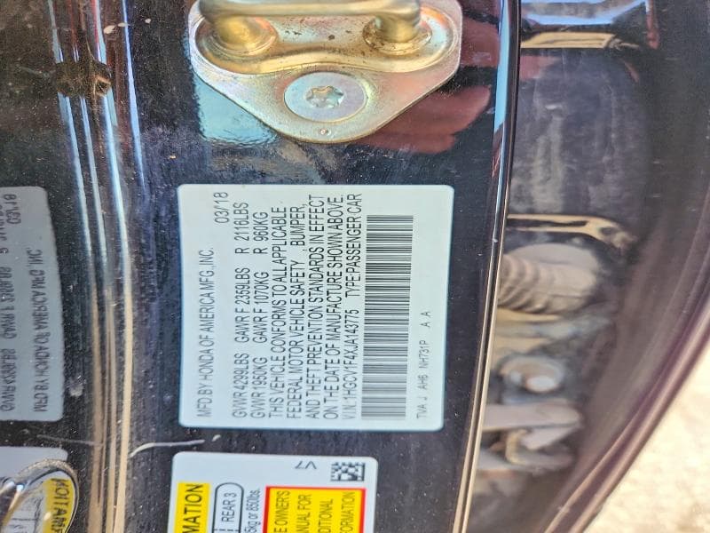 2018 HONDA ACCORD EX 12