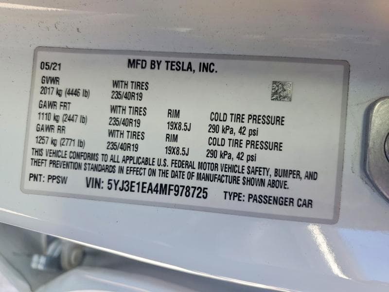 2021 TESLA MODEL 3 13
