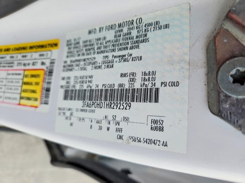 2017 FORD FUSION SE 12