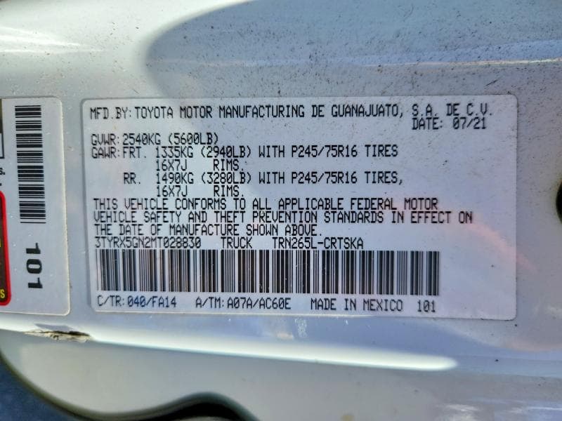2021 TOYOTA TACOMA SR 12