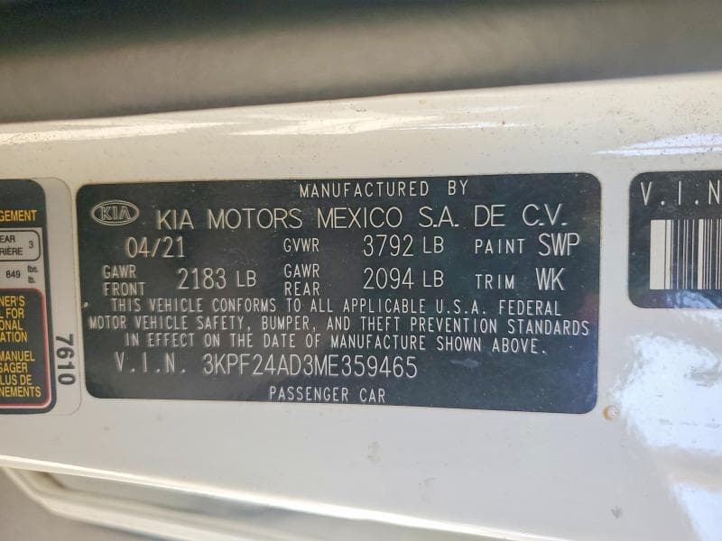2021 KIA FORTE LXS 12