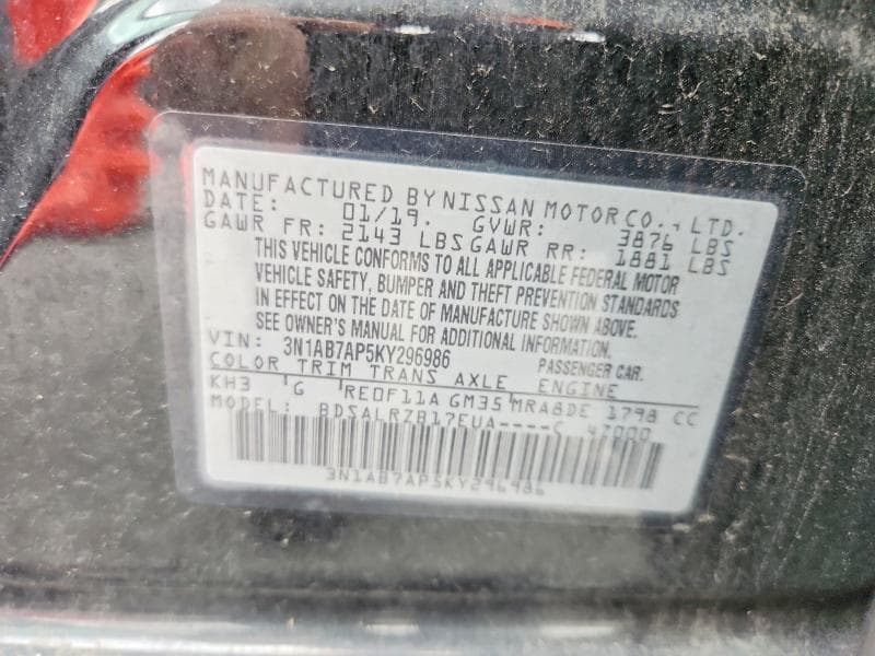 2019 NISSAN SENTRA SR 12