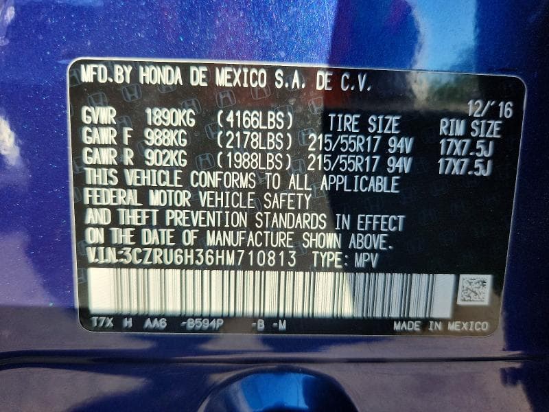 2017 HONDA HR-V LX 13