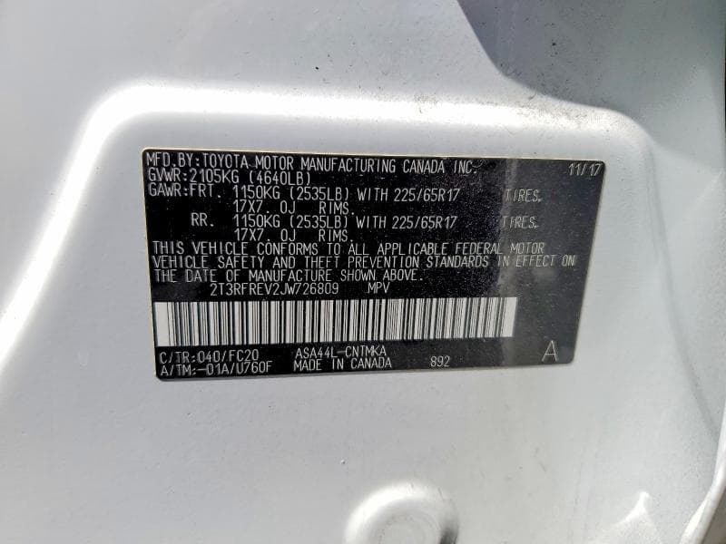 2018 TOYOTA RAV4 XLE 12