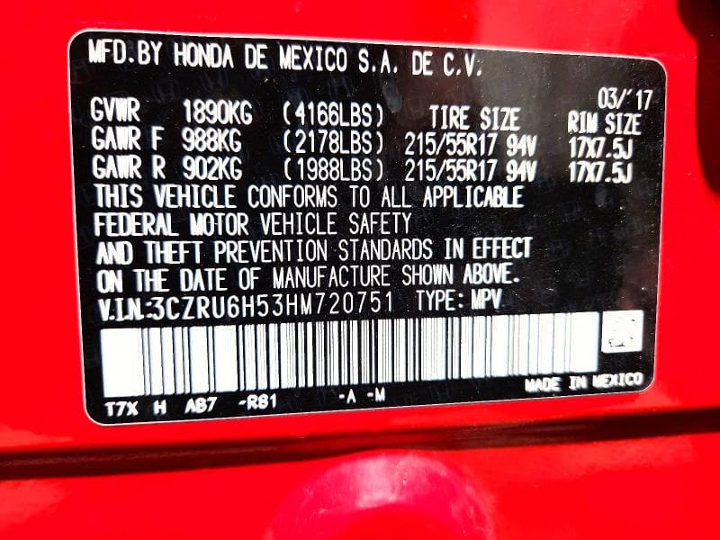 2017 HONDA HR-V EX 13