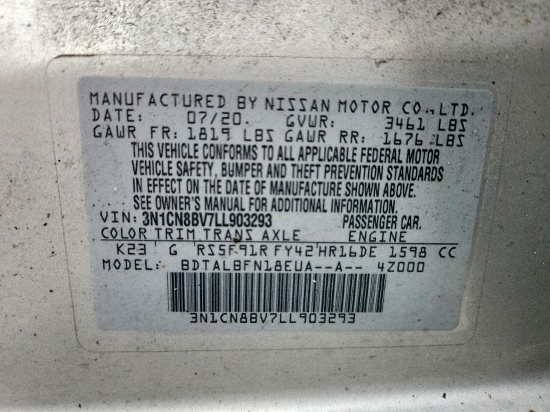 2020 NISSAN VERSA S 12
