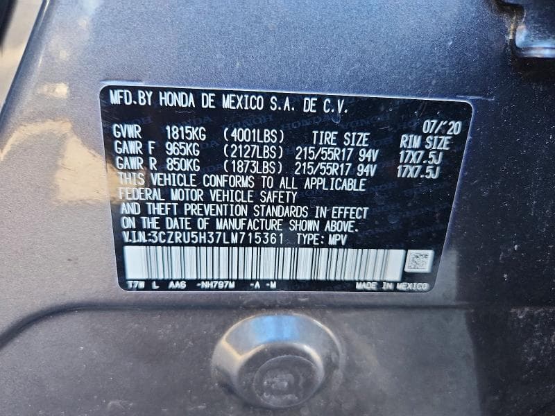 2020 HONDA HR-V LX 14