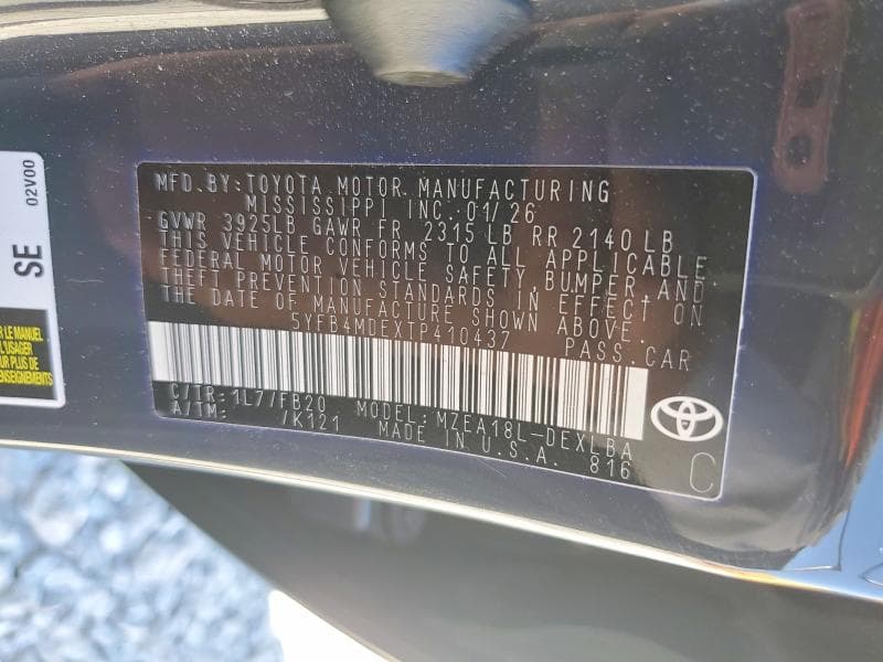 2026 TOYOTA COROLLA LE 12