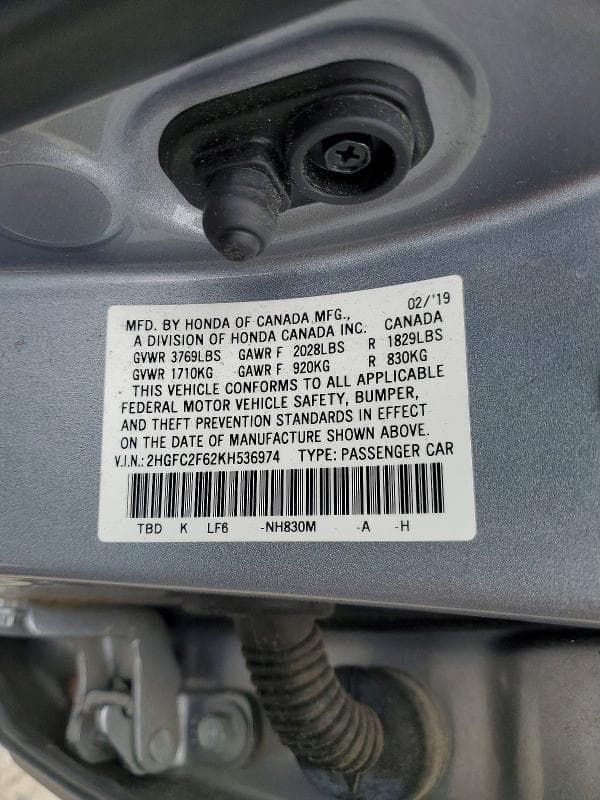 2019 HONDA CIVIC LX 13