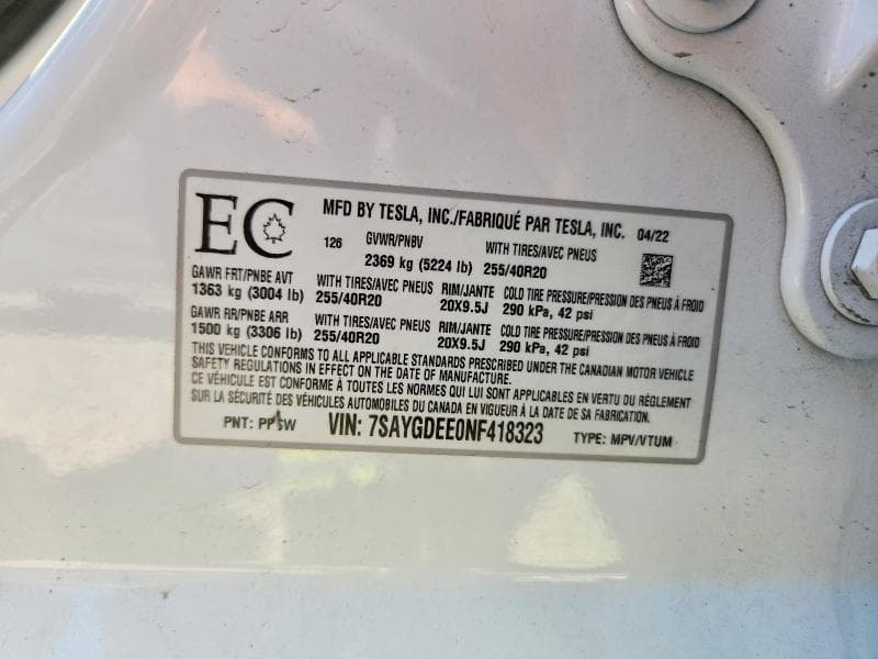 2022 TESLA MODEL Y 14
