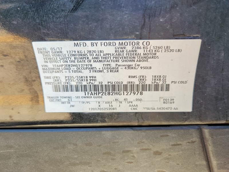 2017 FORD TAURUS SEL 12