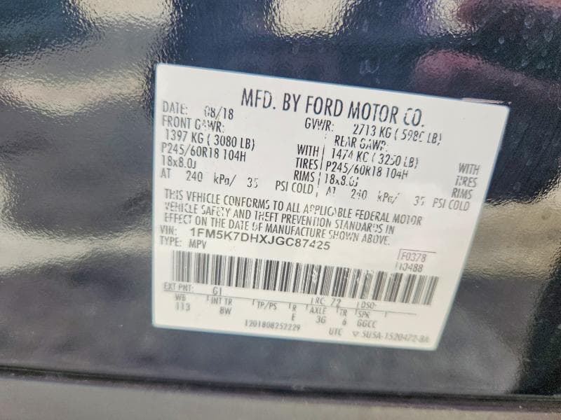 2018 FORD EXPLORER XLT 13