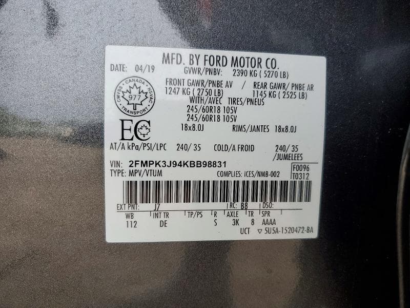 2019 FORD EDGE SEL 14