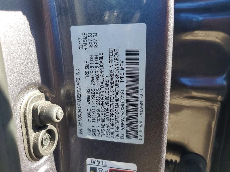 2017 HONDA CR-V EXL 14